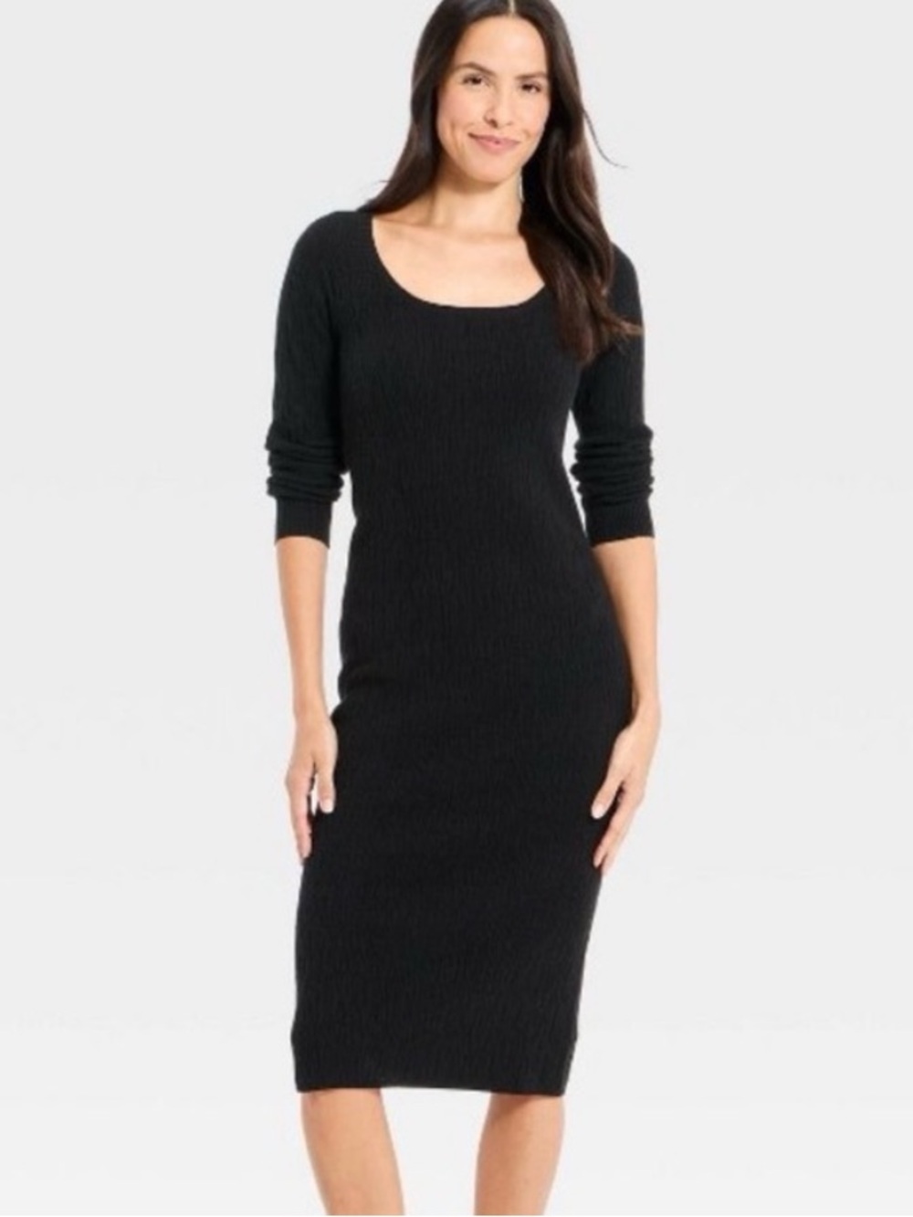 Black Transitional Midi Sweater Dress - Long Sleeve- Universal Thread- NWT